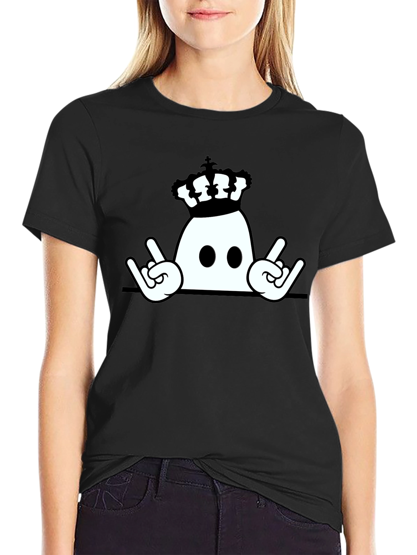 Crown Ghost Rock On Black T-Shirt