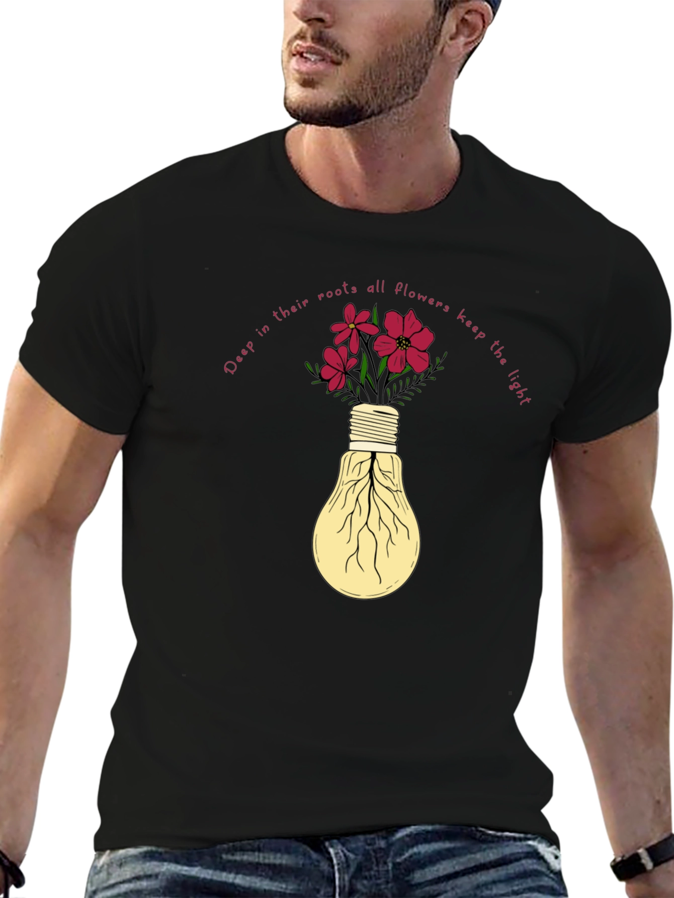 Floral Lightbulb Graphic Tee - Deep Roots Design