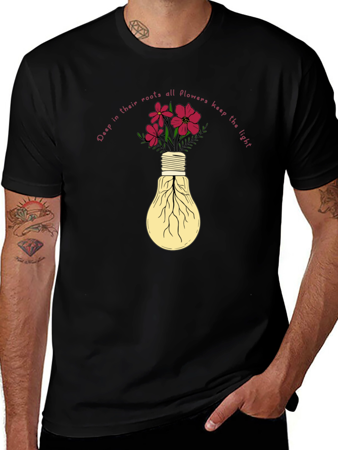 Floral Lightbulb Graphic Tee - Deep Roots Design