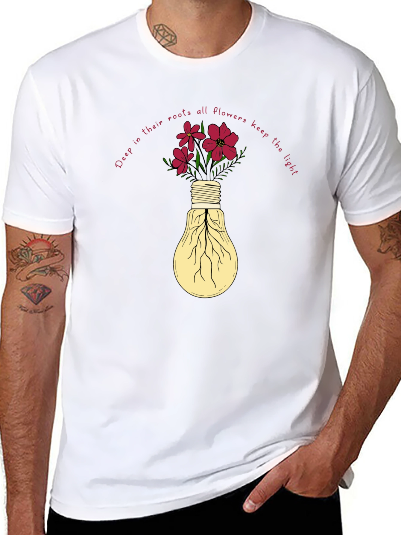 Floral Lightbulb Graphic Tee - Deep Roots Design