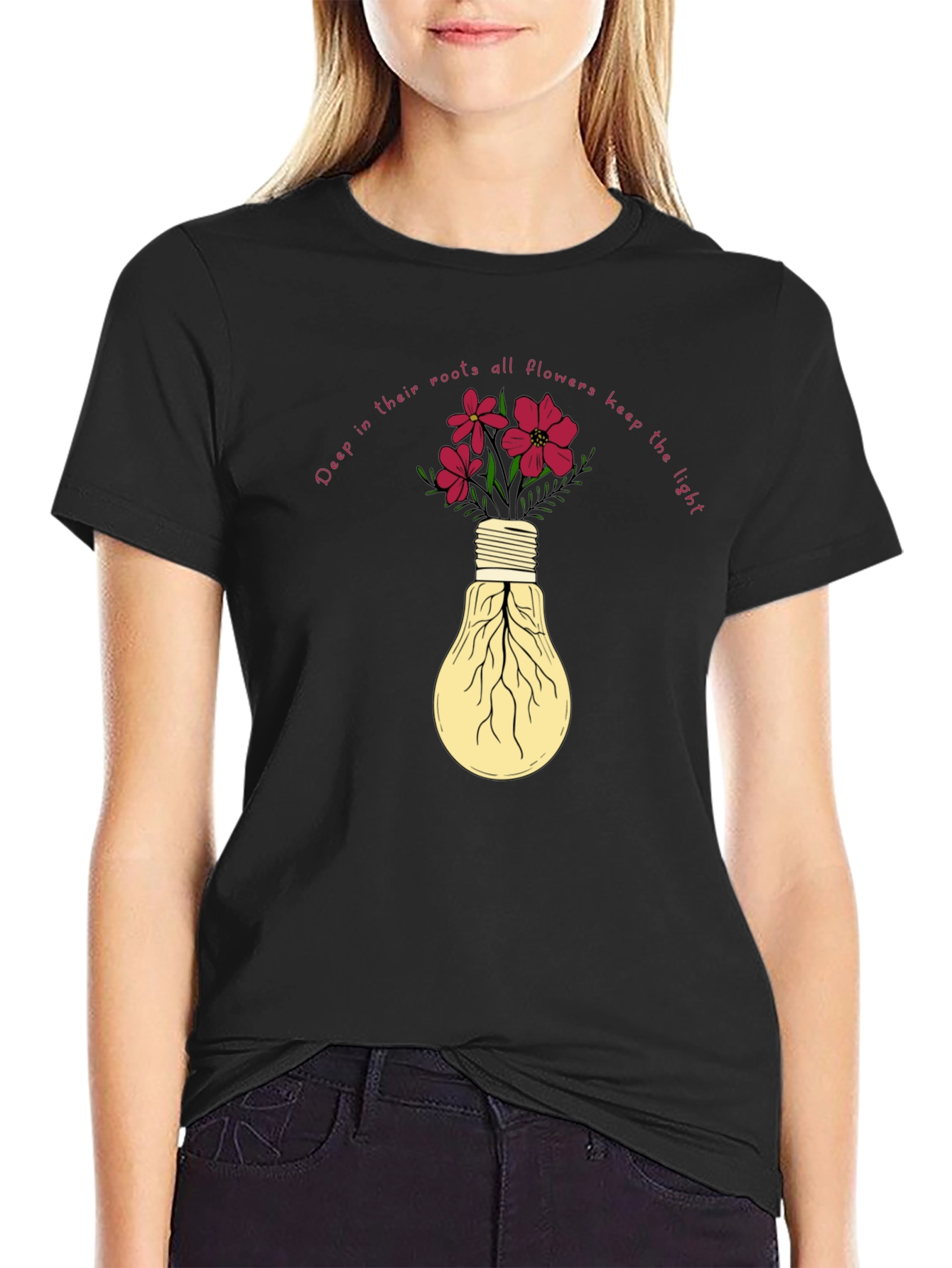 Floral Lightbulb Graphic Tee - Deep Roots Design
