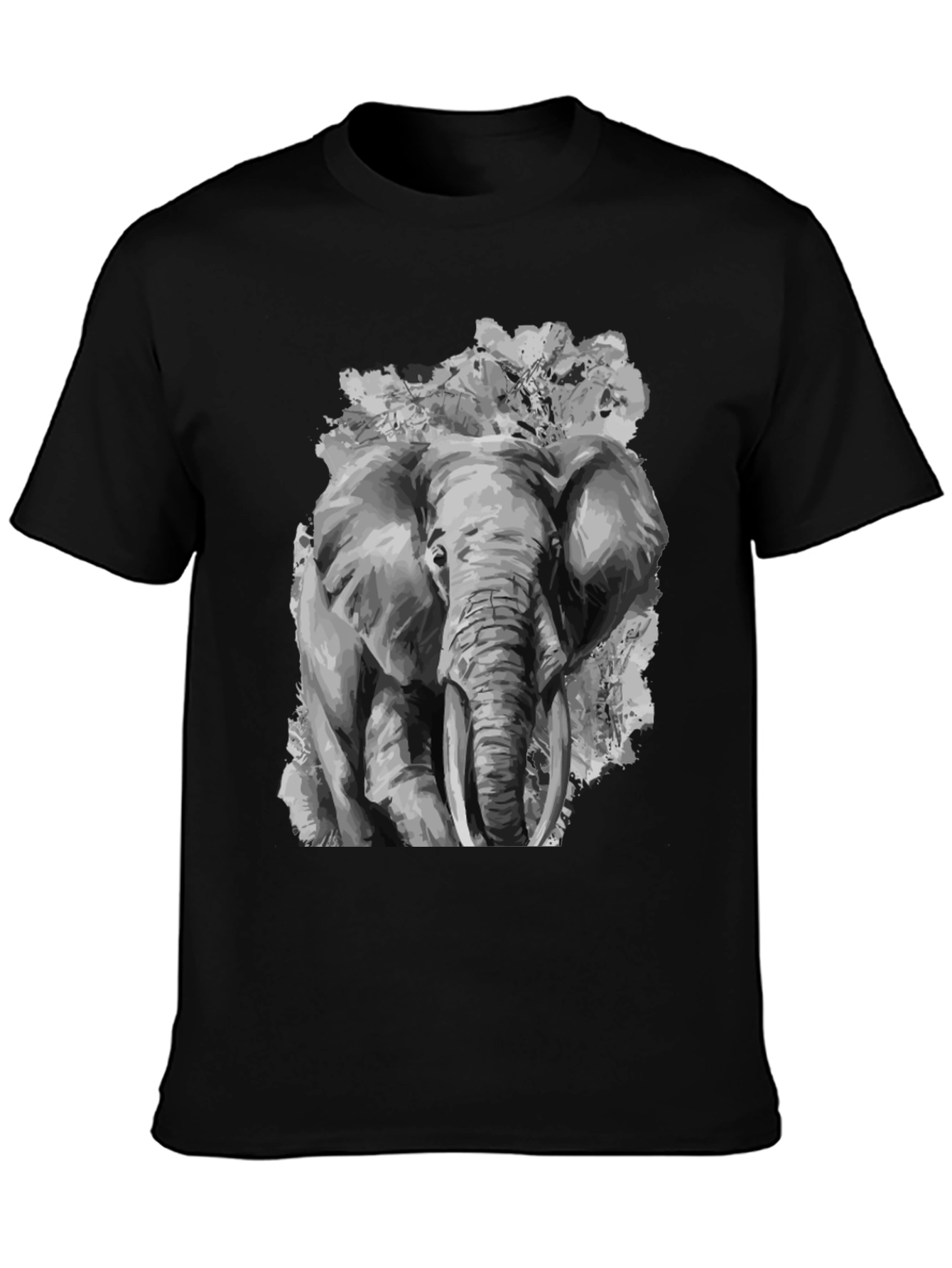 Elephant Graphic Print Black T-Shirt