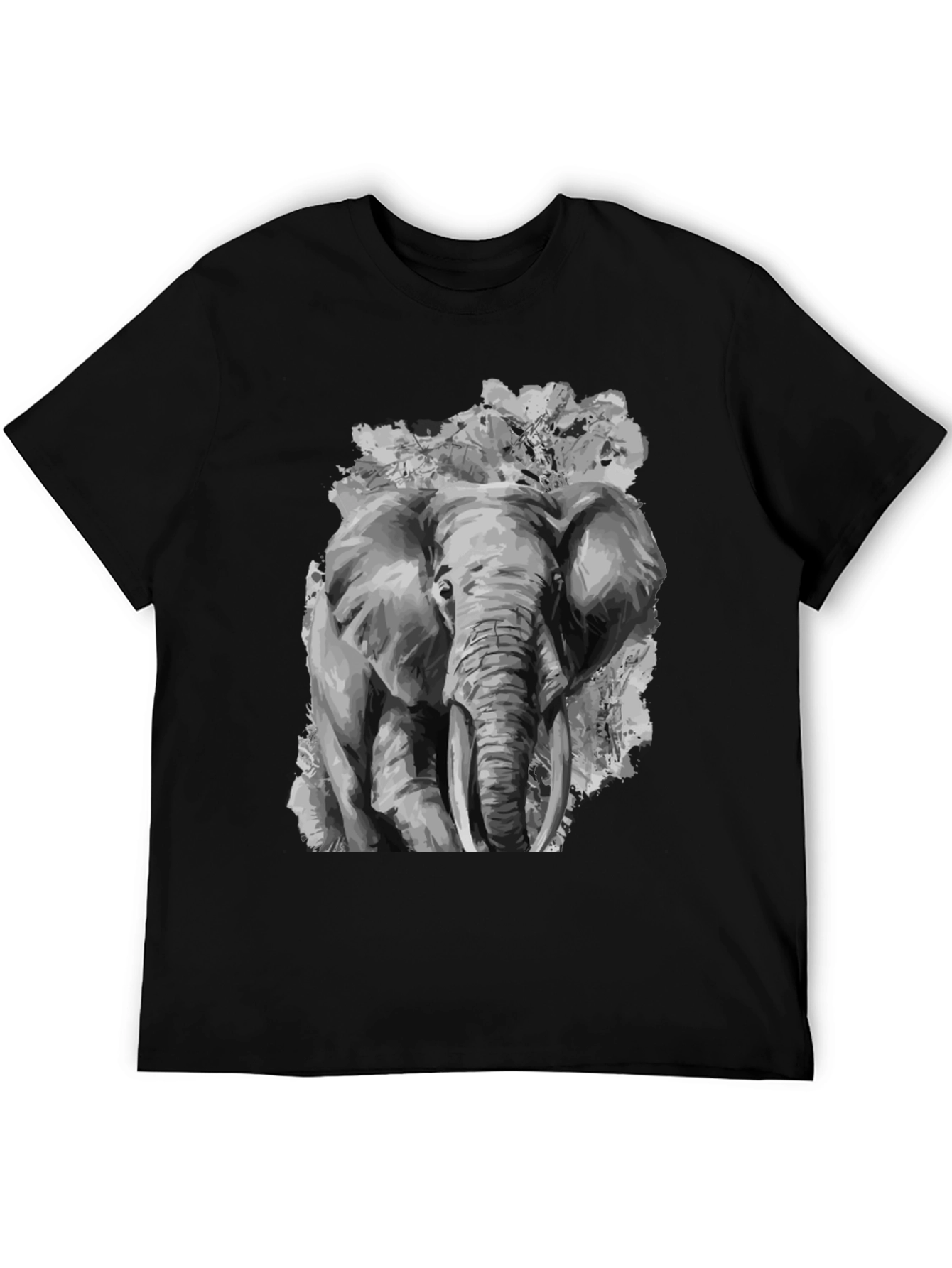 Elephant Graphic Print Black T-Shirt