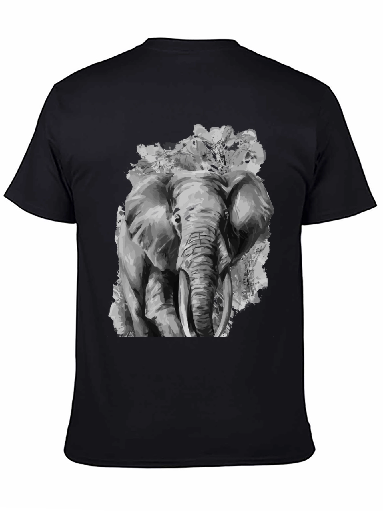 Elephant Graphic Print Black T-Shirt