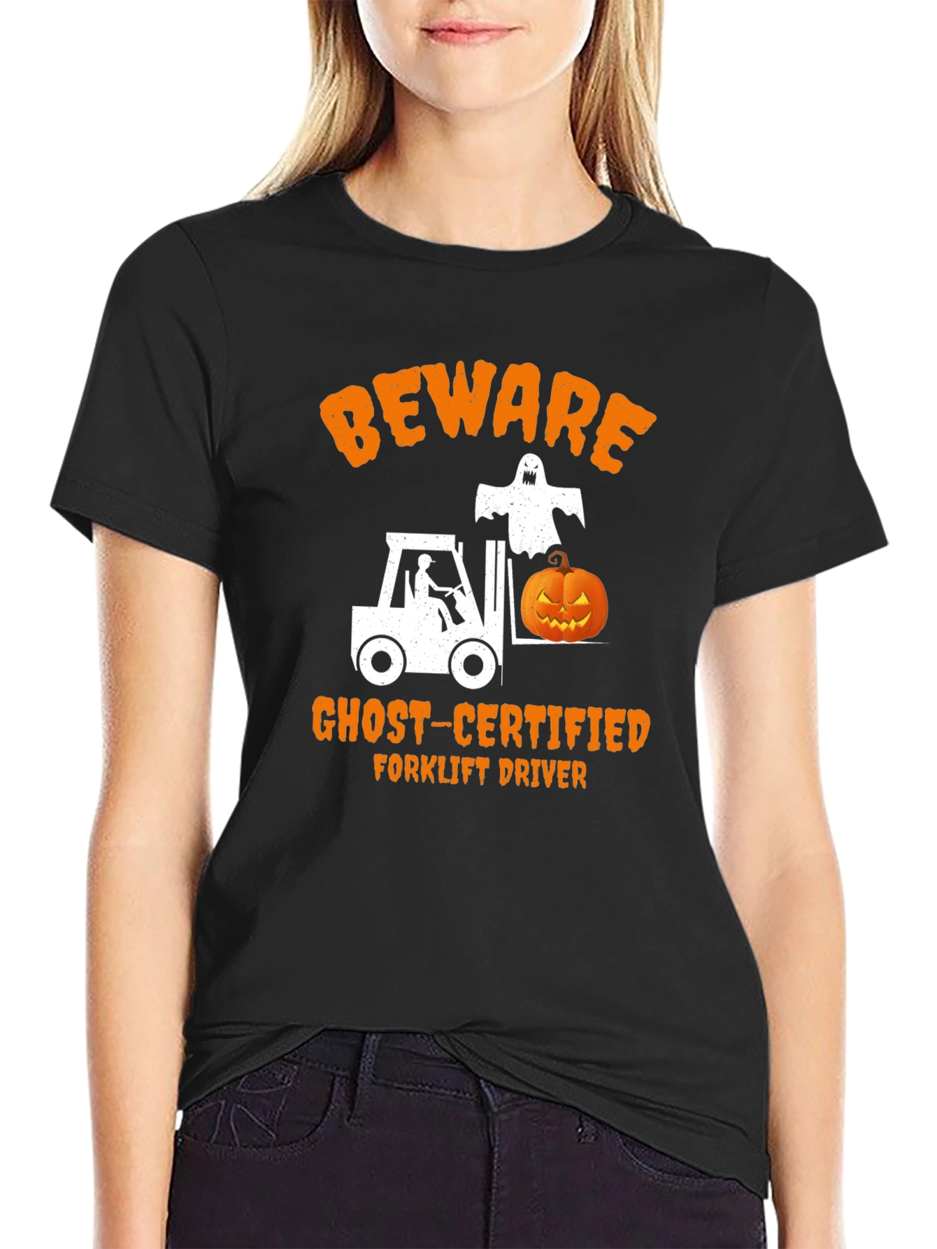 Beware Ghost-Certified Forklift Driver Halloween T-Shirt