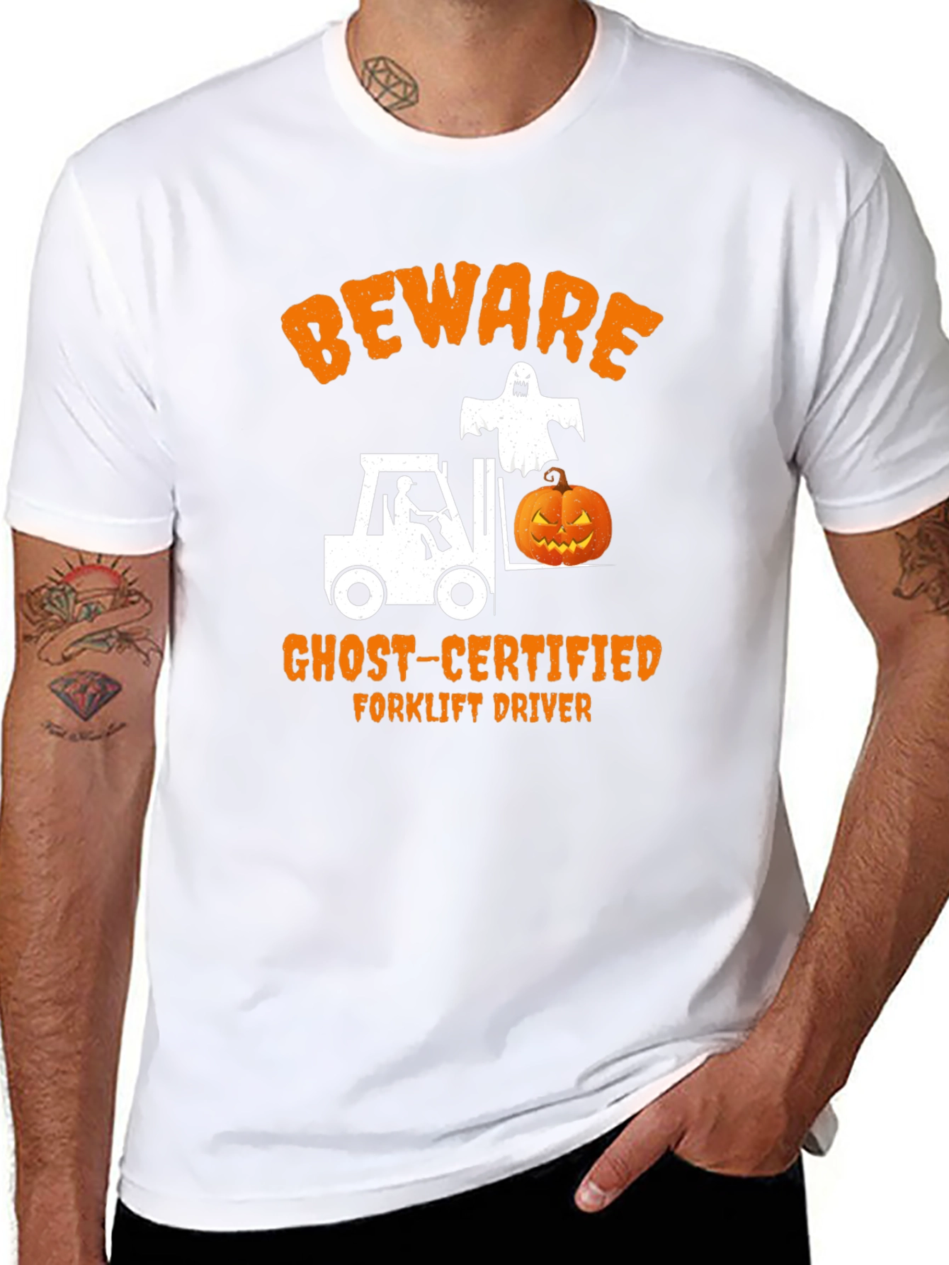 Beware Ghost-Certified Forklift Driver Halloween T-Shirt