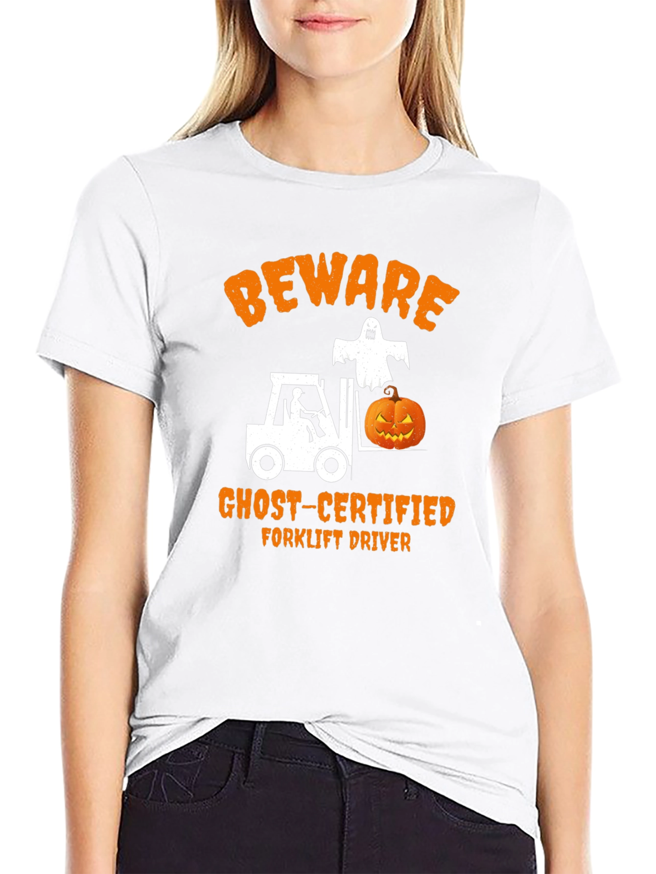 Beware Ghost-Certified Forklift Driver Halloween T-Shirt