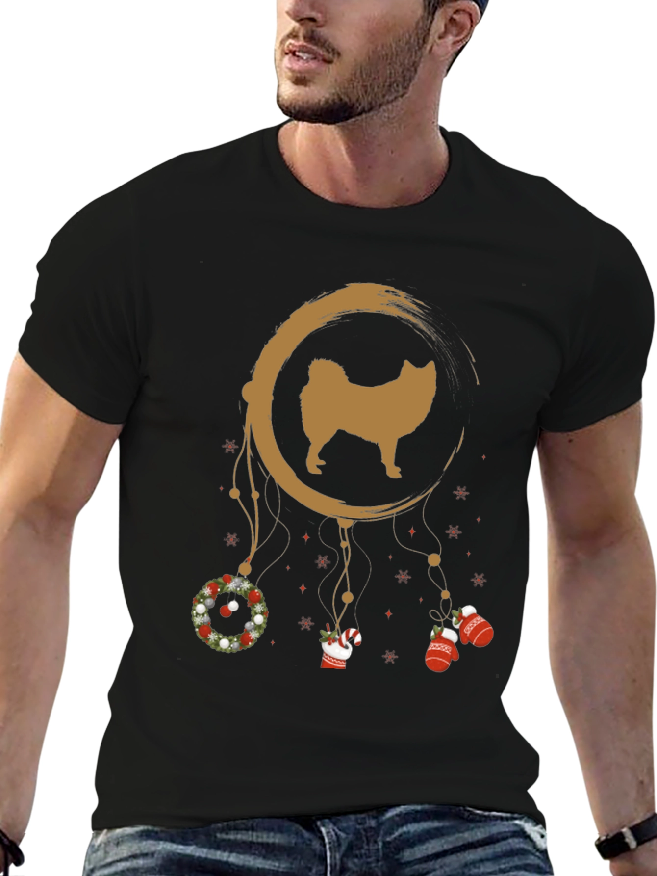 Festive Dog Dreamcatcher Graphic Tee