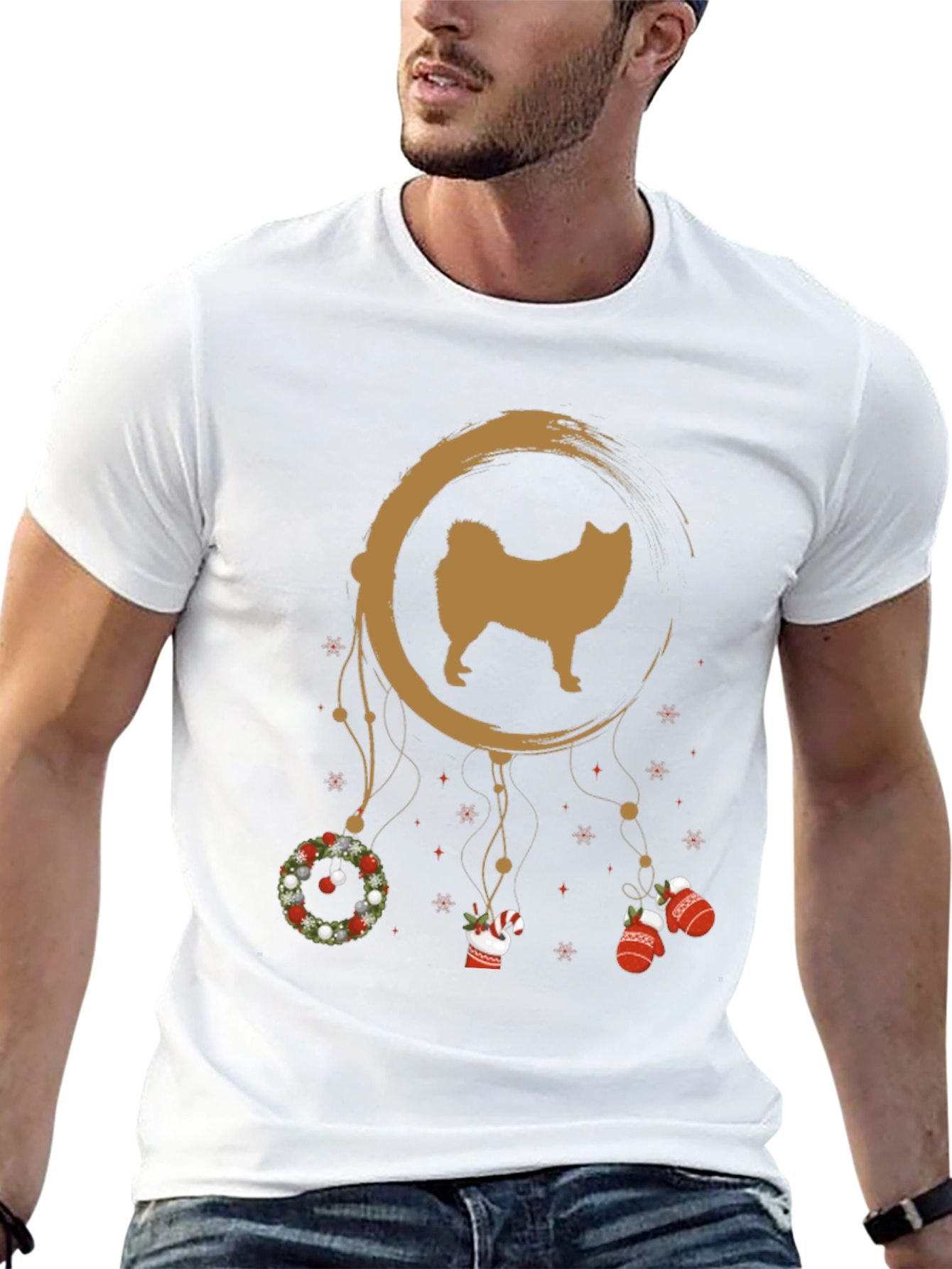 Festive Dog Dreamcatcher Graphic Tee