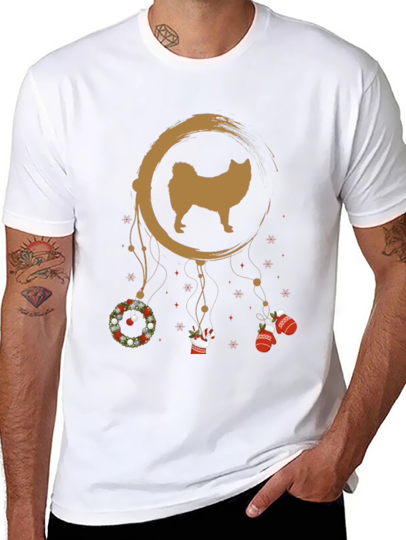 Festive Dog Dreamcatcher Graphic Tee
