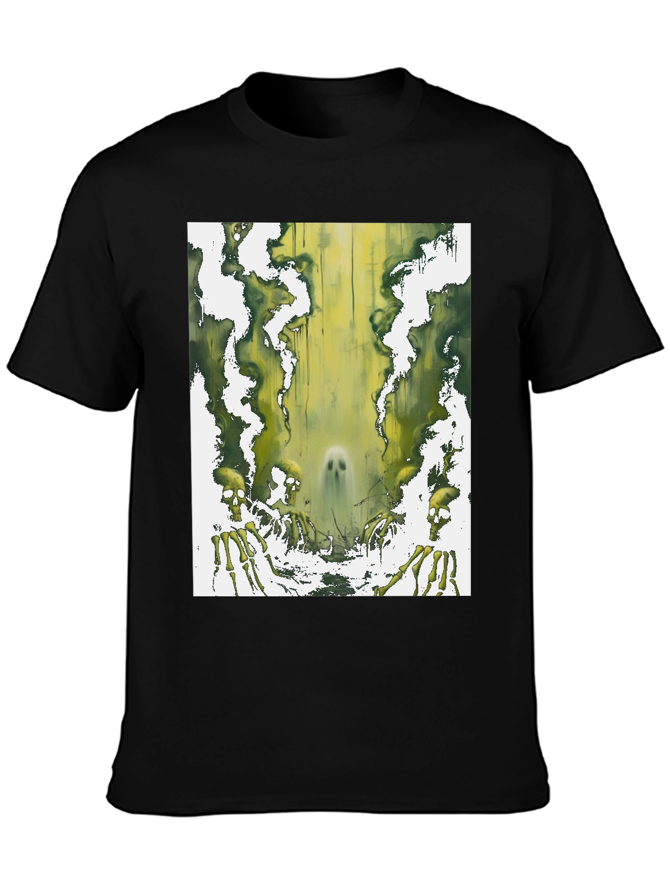 Ghostly Green Skeleton Graphic Tee