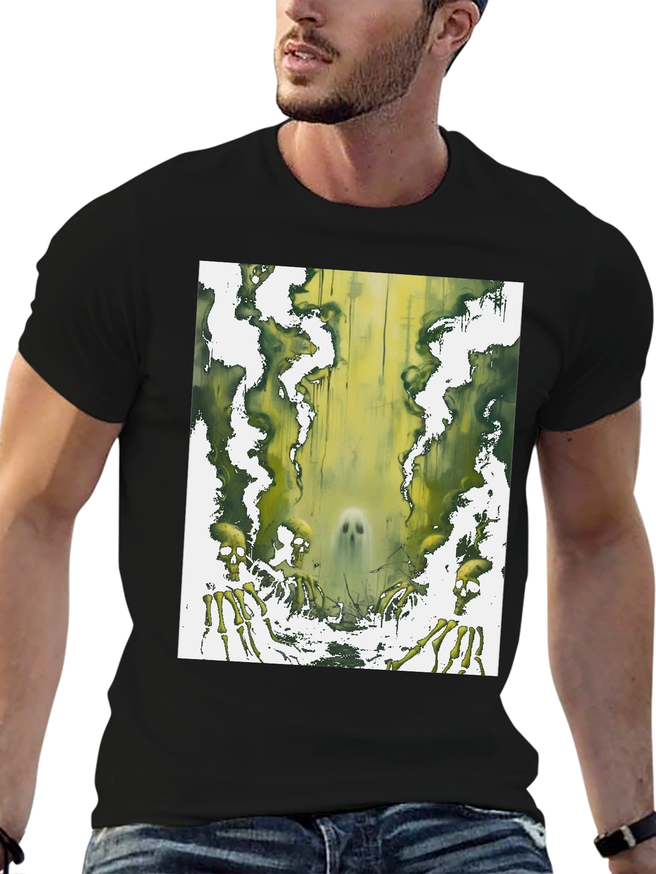 Ghostly Green Skeleton Graphic Tee