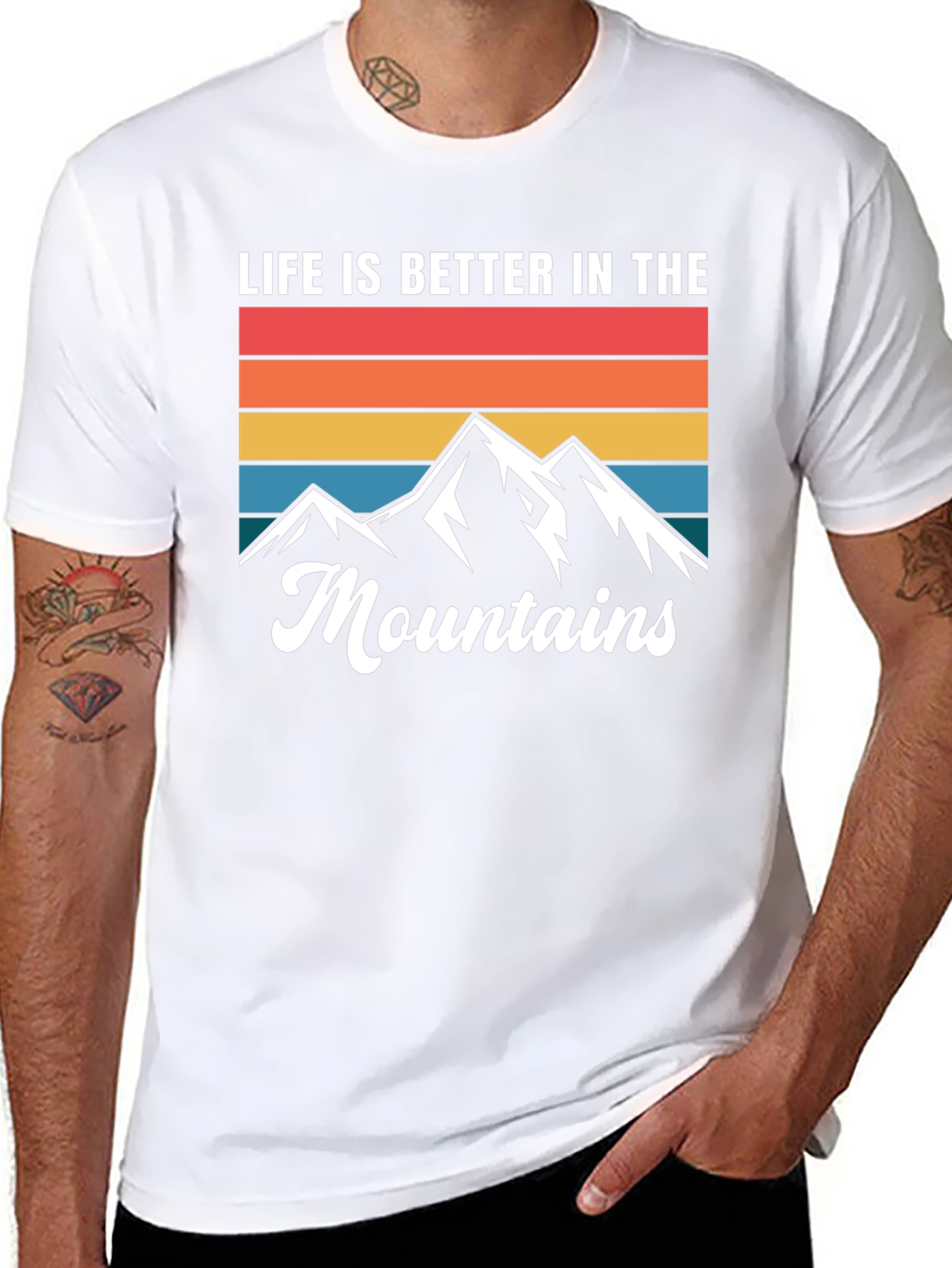 Life is Better in the Mountains Black Graphic T-Shirt