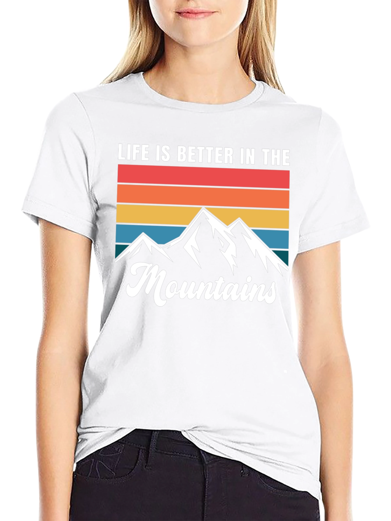 Life is Better in the Mountains Black Graphic T-Shirt
