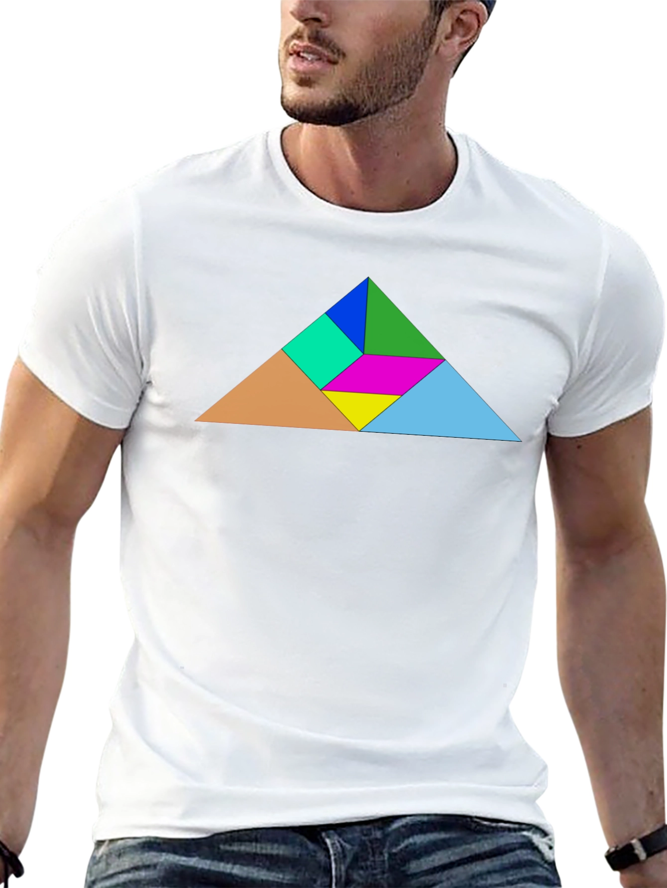 Geometric Tangram T-Shirt - Mens Casual Tee