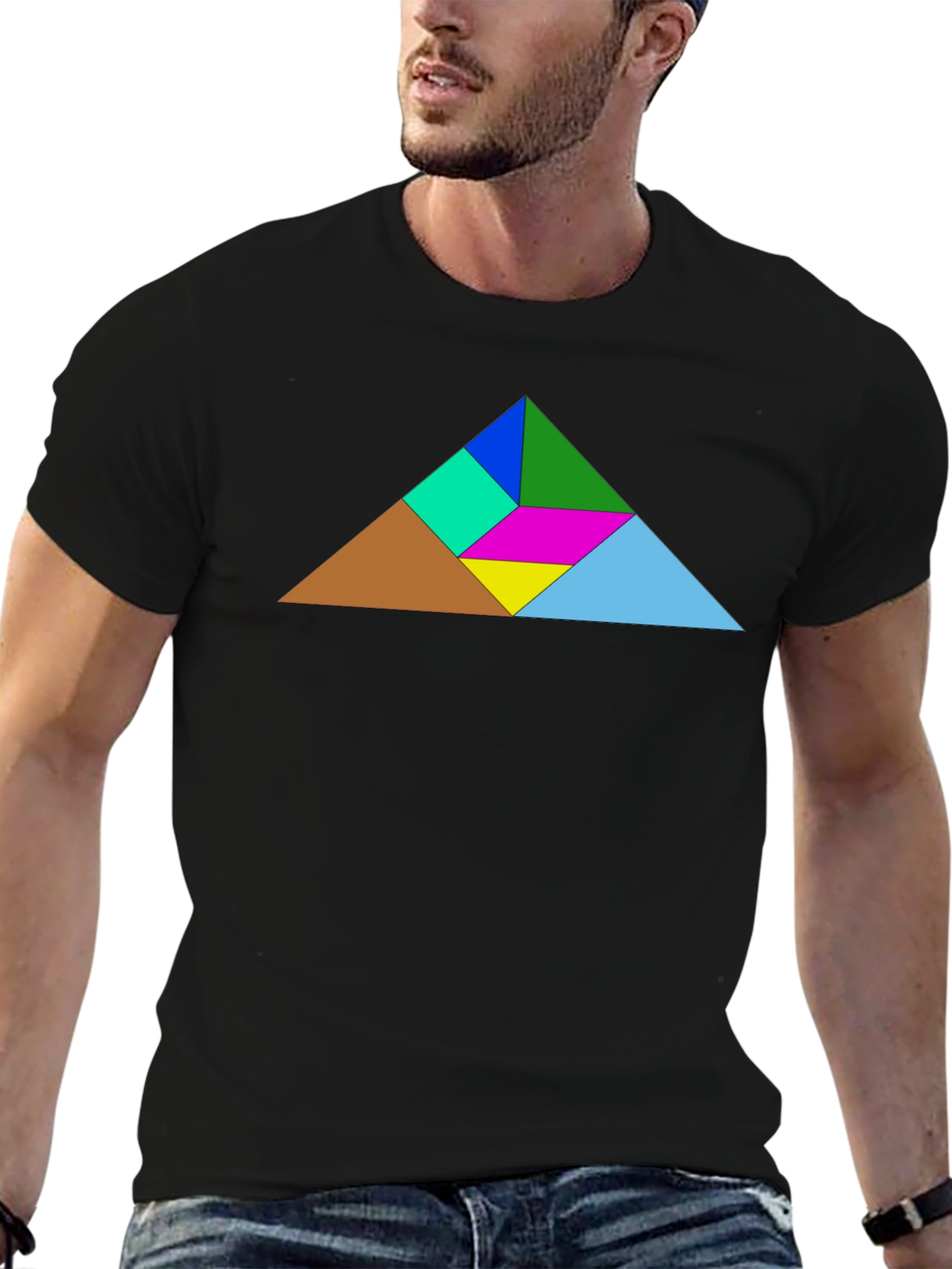 Geometric Tangram T-Shirt - Mens Casual Tee