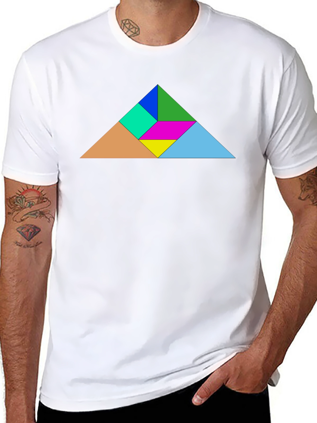 Geometric Tangram T-Shirt - Mens Casual Tee