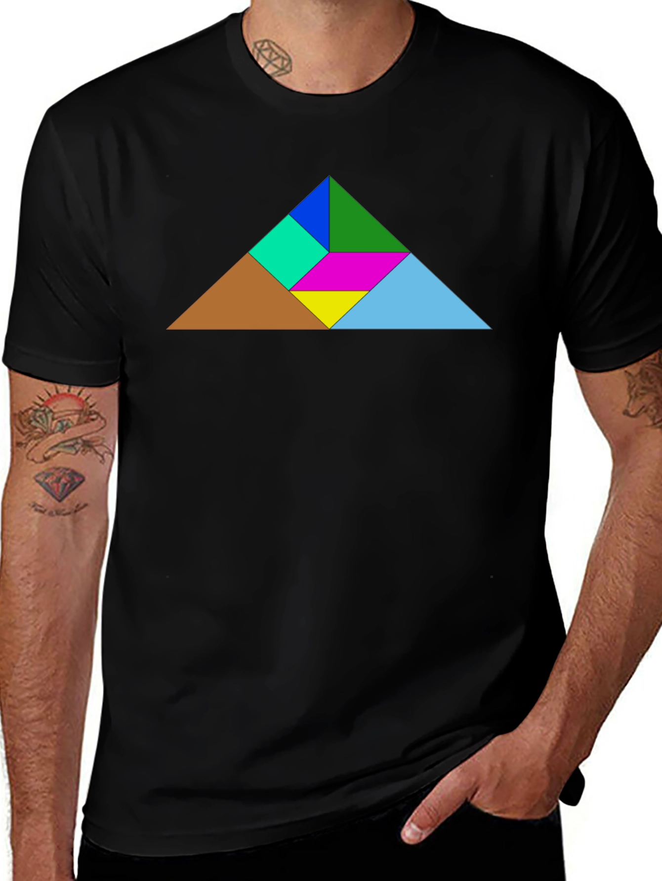 Geometric Tangram T-Shirt - Mens Casual Tee