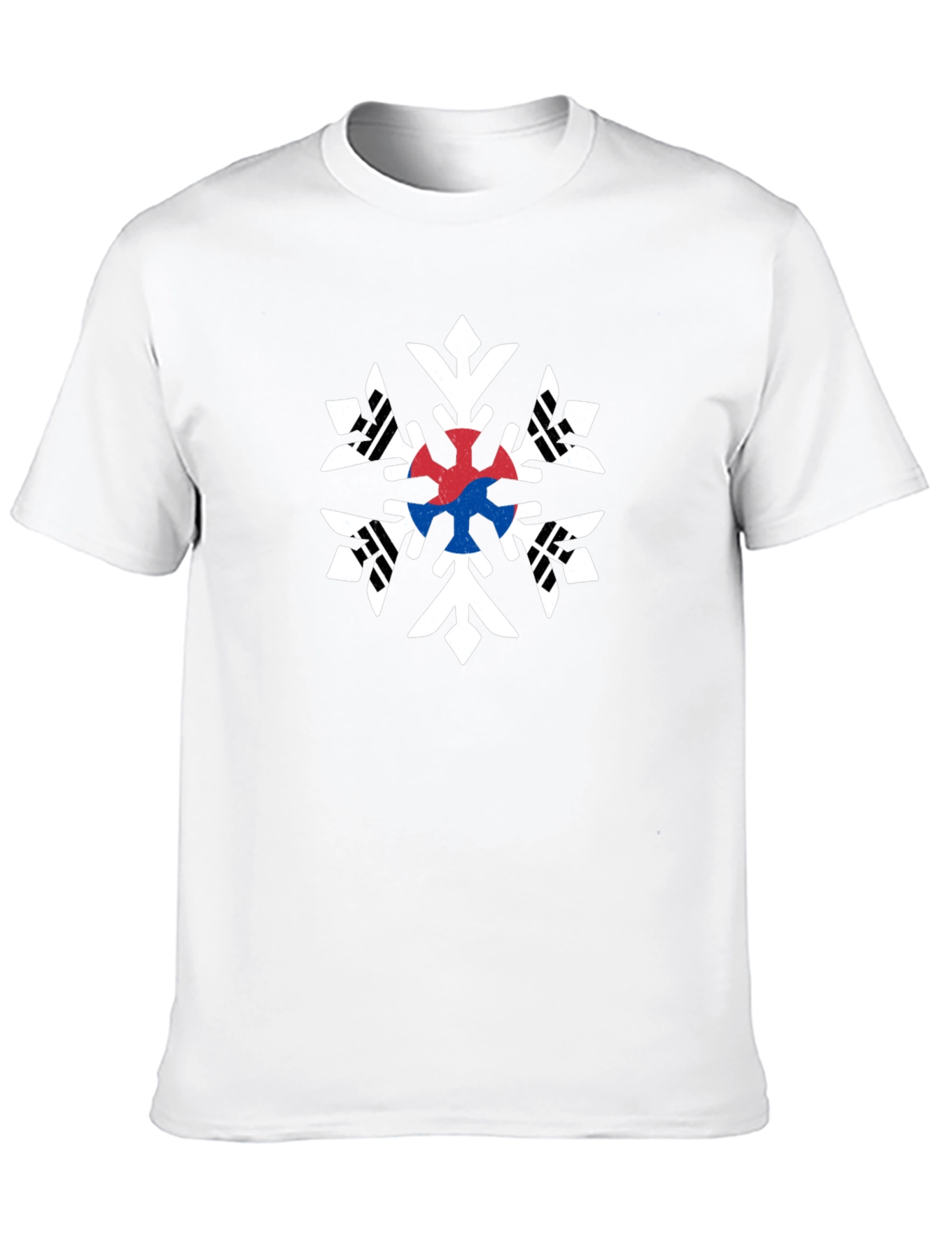 South Korea Flag Snowflake Black T-Shirt