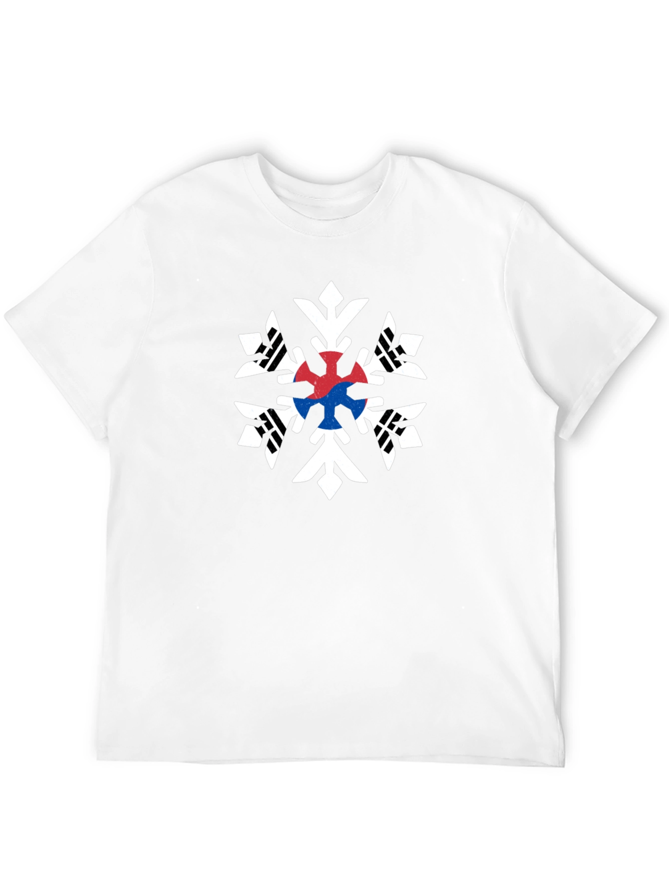 South Korea Flag Snowflake Black T-Shirt