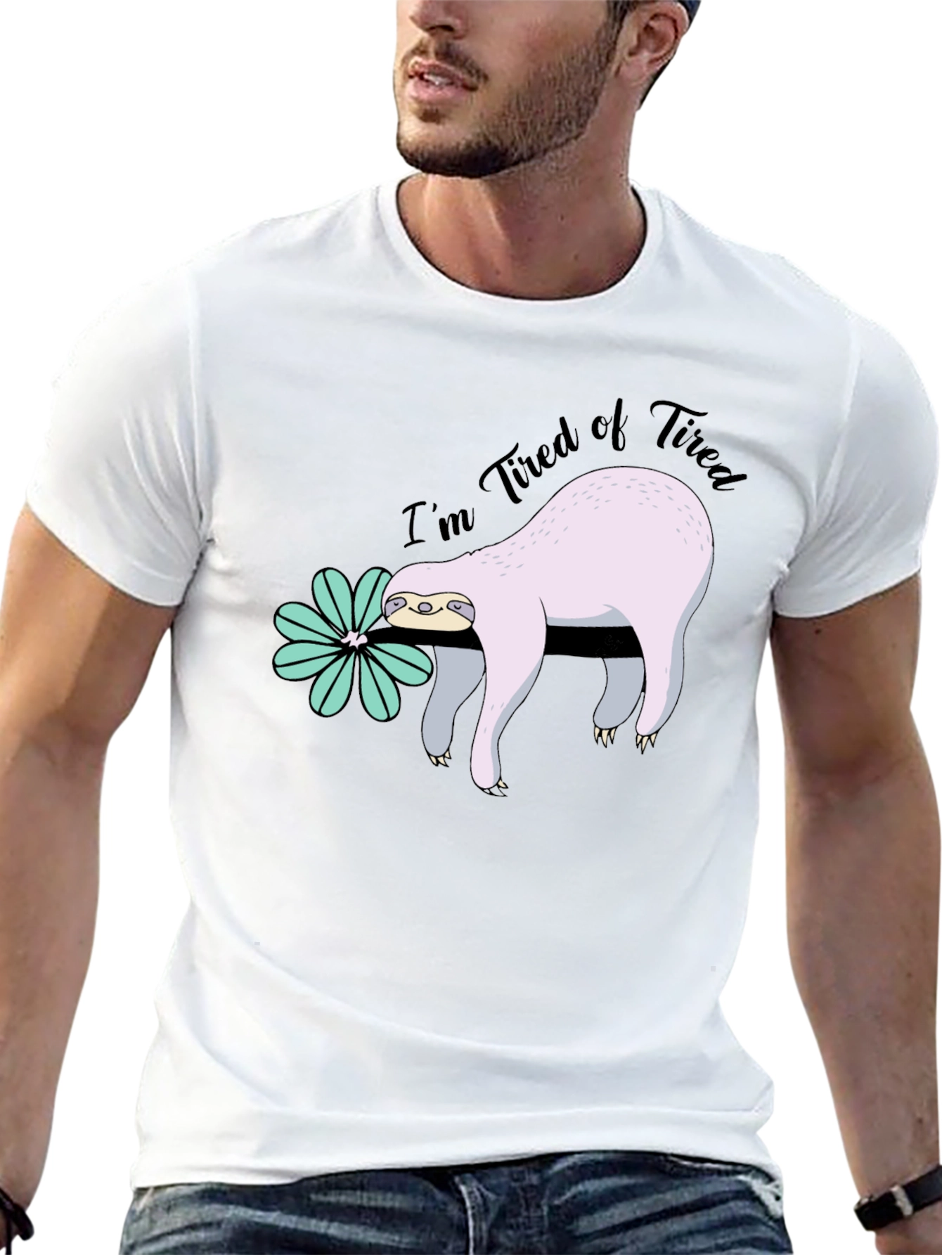 Im Tired of Tired Sloth T-Shirt - Black