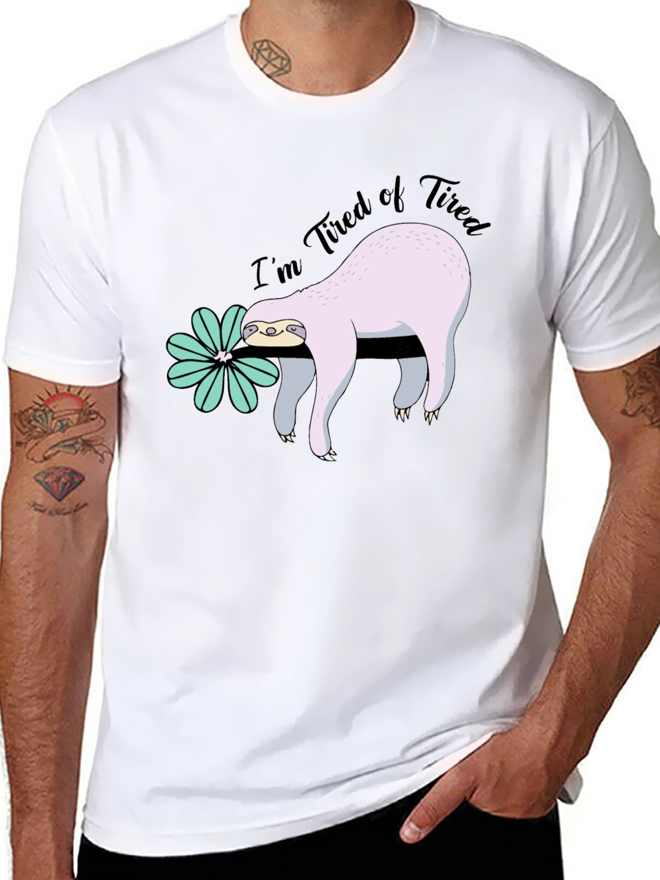 Im Tired of Tired Sloth T-Shirt - Black