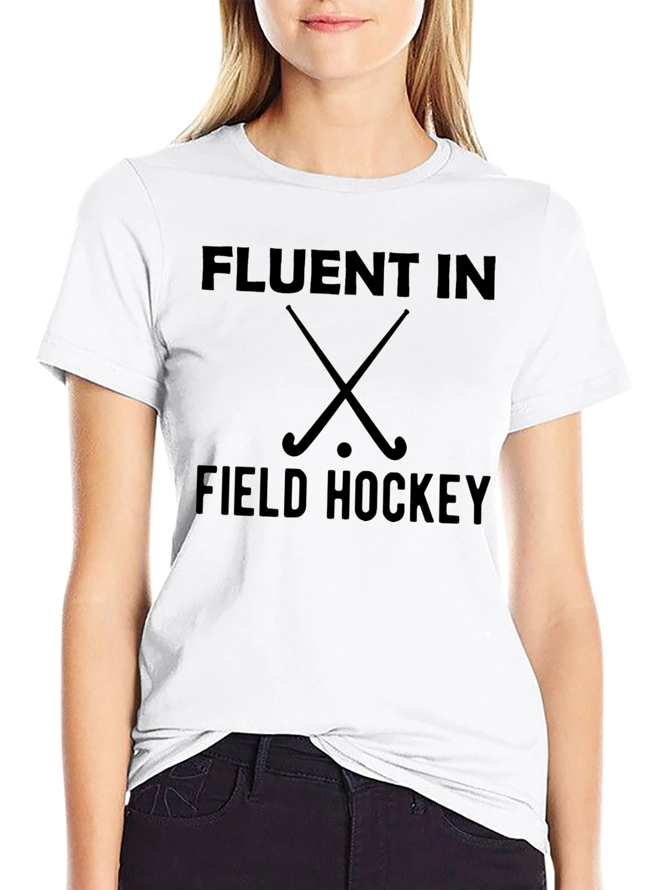 Fluent In Field Hockey Black T-Shirt