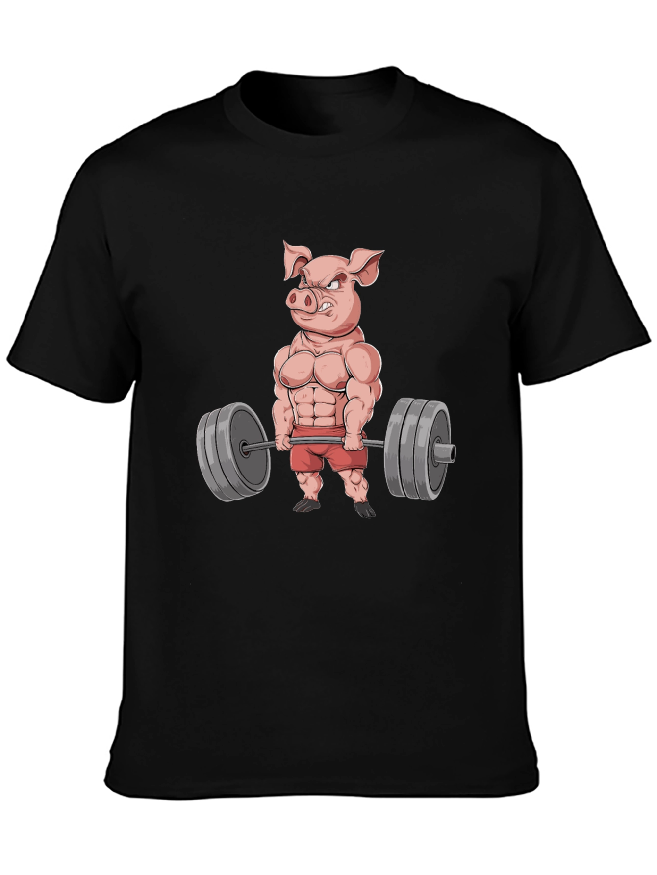 Funny Pig Gym Workout Black T-Shirt
