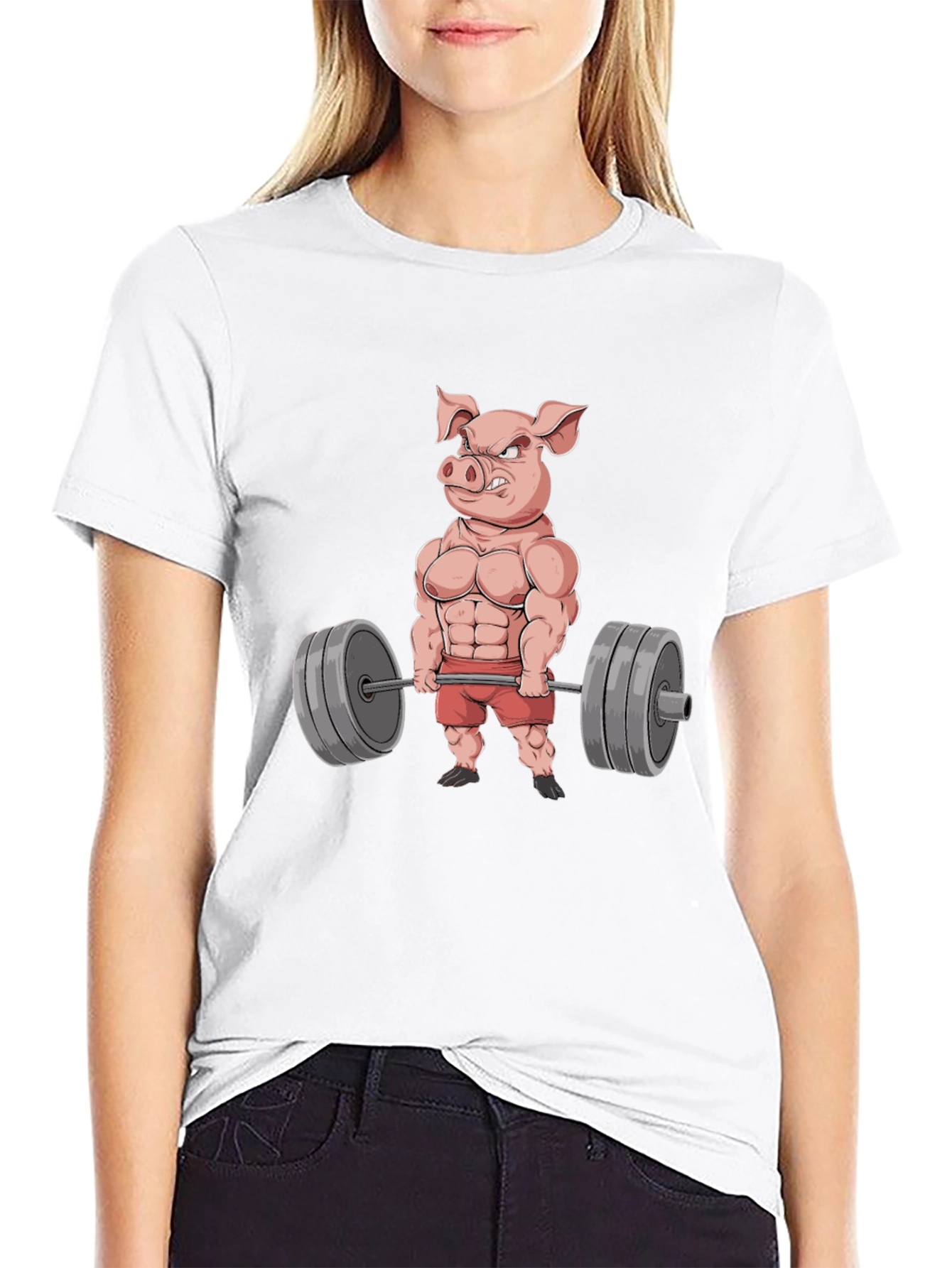 Funny Pig Gym Workout Black T-Shirt