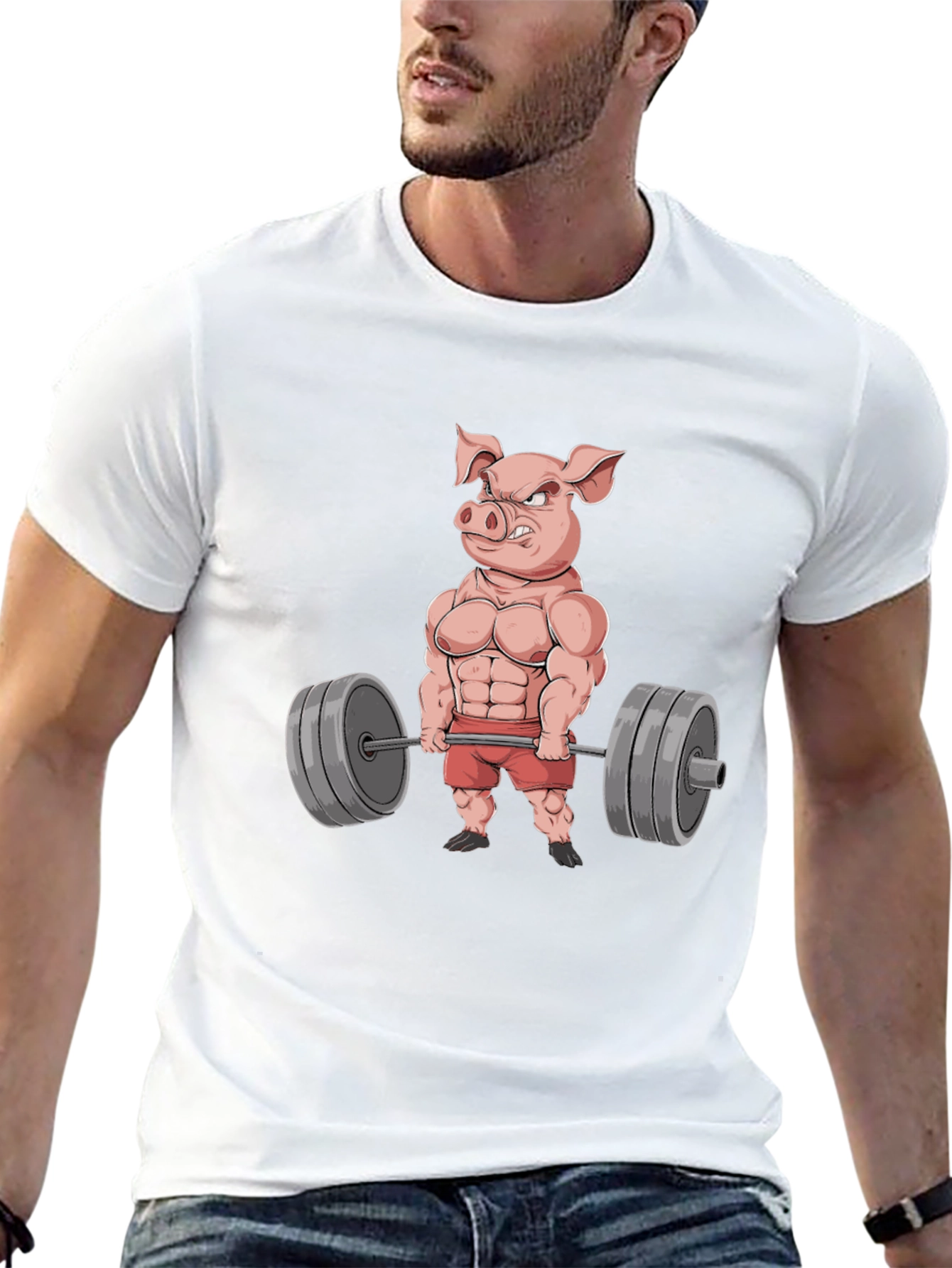 Funny Pig Gym Workout Black T-Shirt