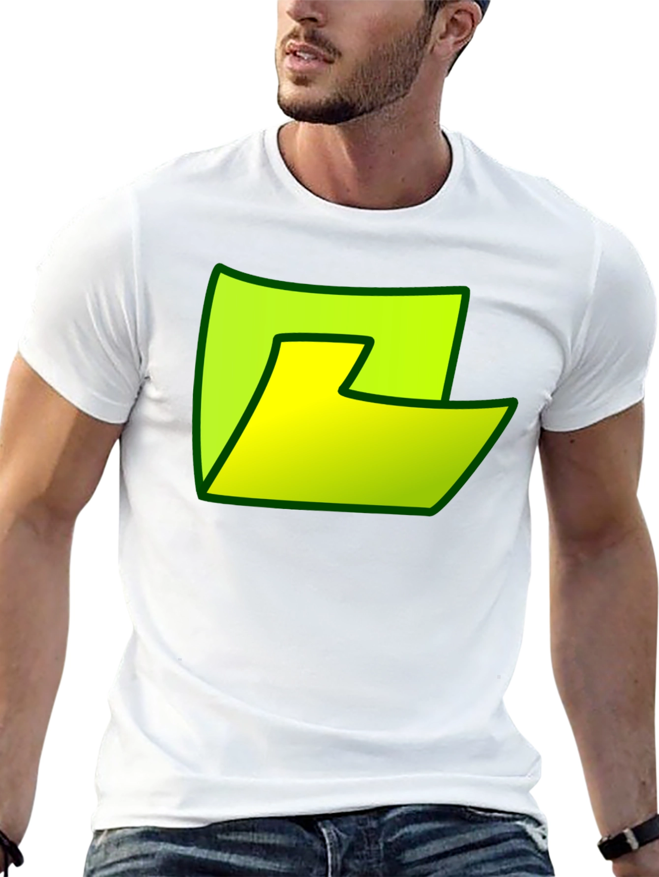 Abstract Green Graphic Print Black T-Shirt