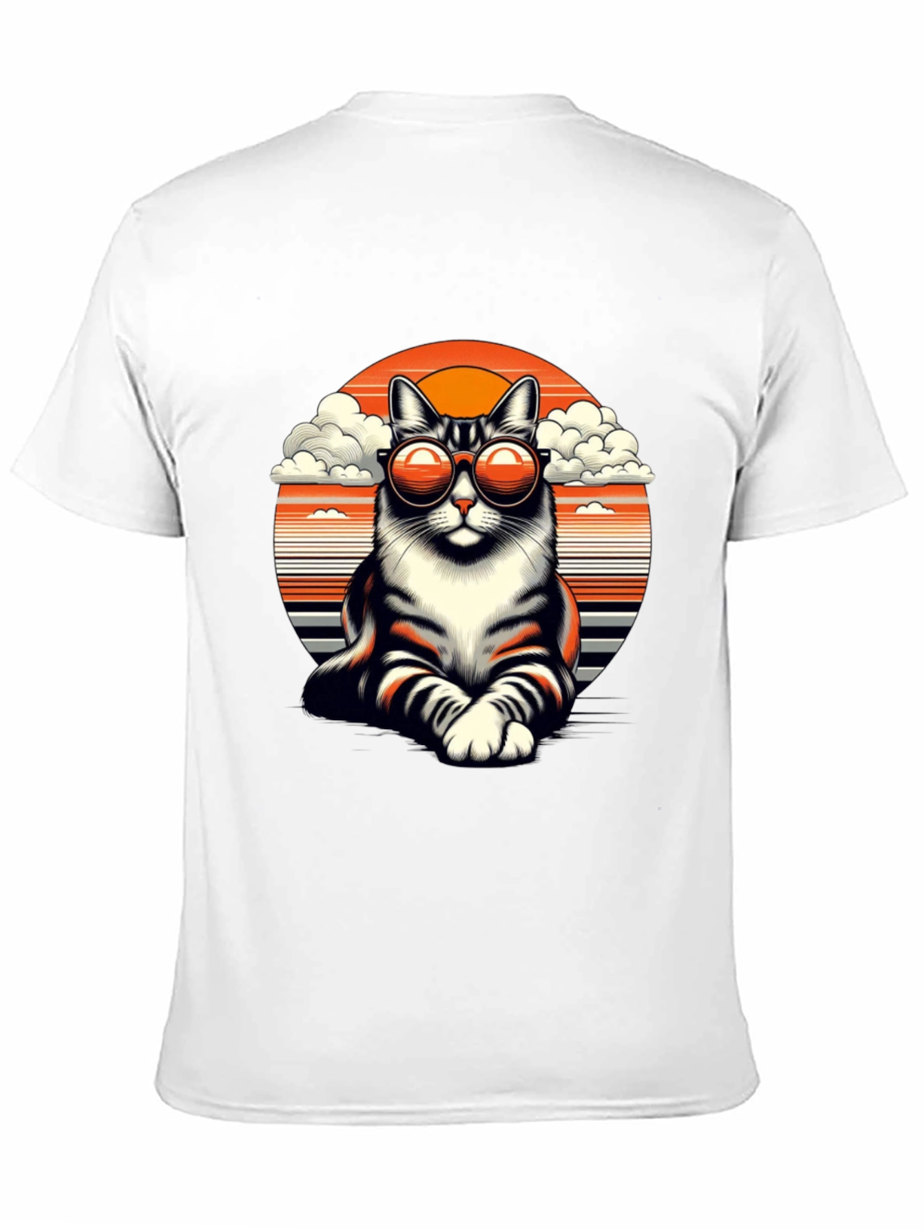 Cool Cat T-Shirt - Retro Sunset Design