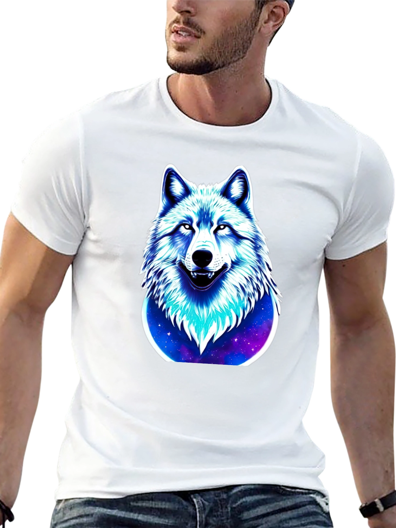 Wolf Galaxy Graphic Black T-Shirt