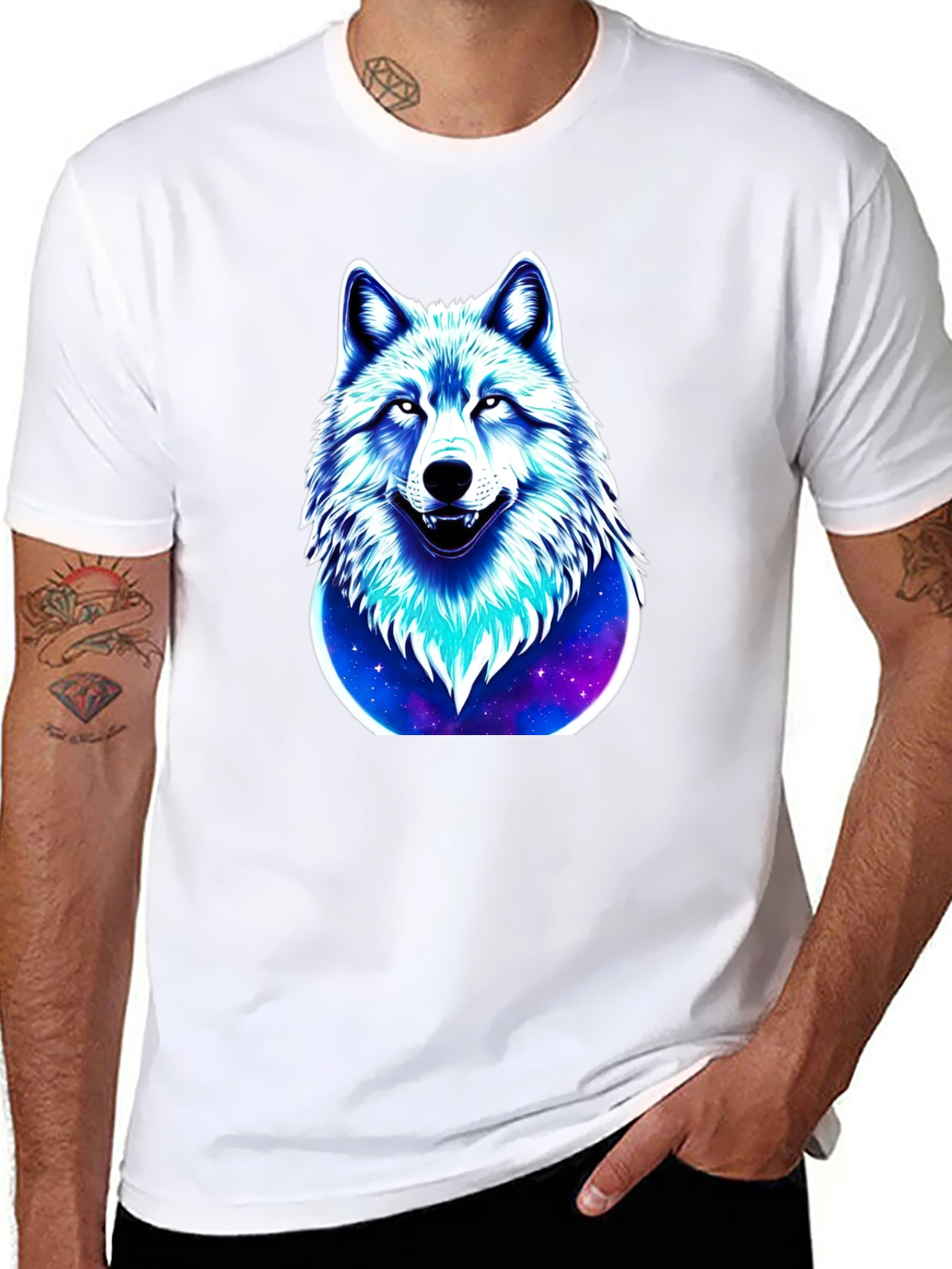 Wolf Galaxy Graphic Black T-Shirt