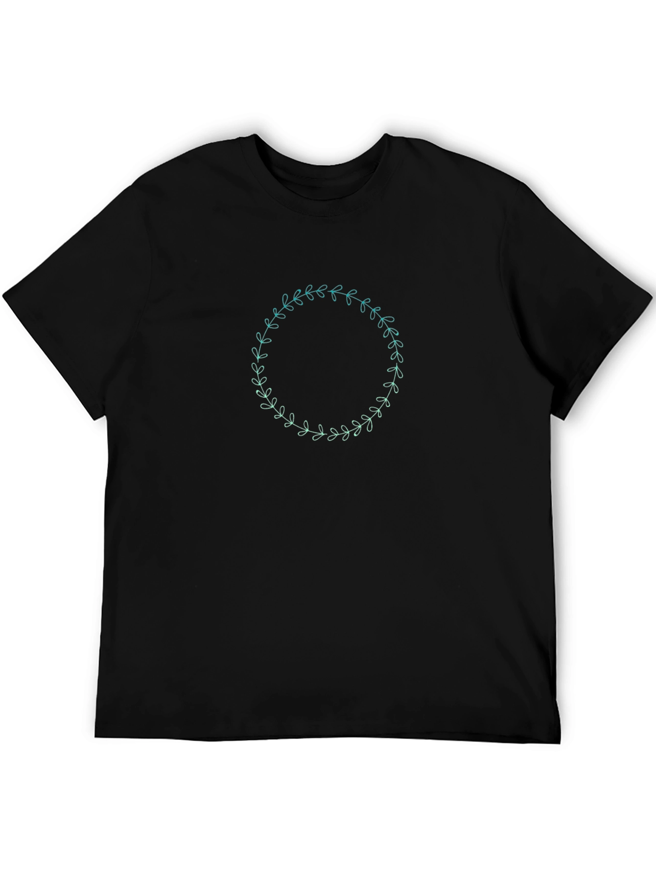 Leaf Wreath Graphic Tee - Black Casual Shirt