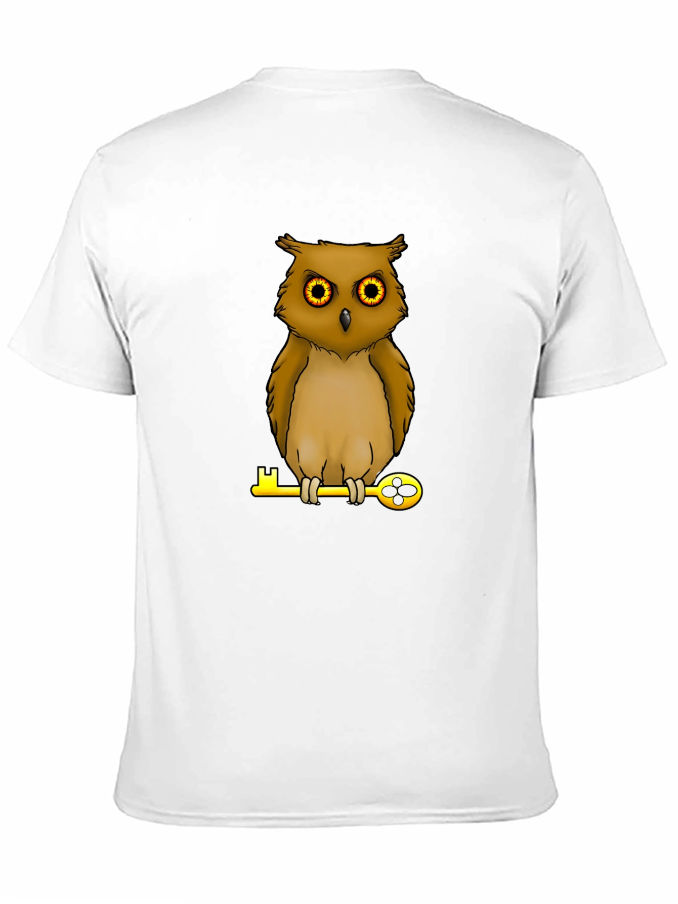 Owl on Key Graphic Tee - Black Cotton T-Shirt