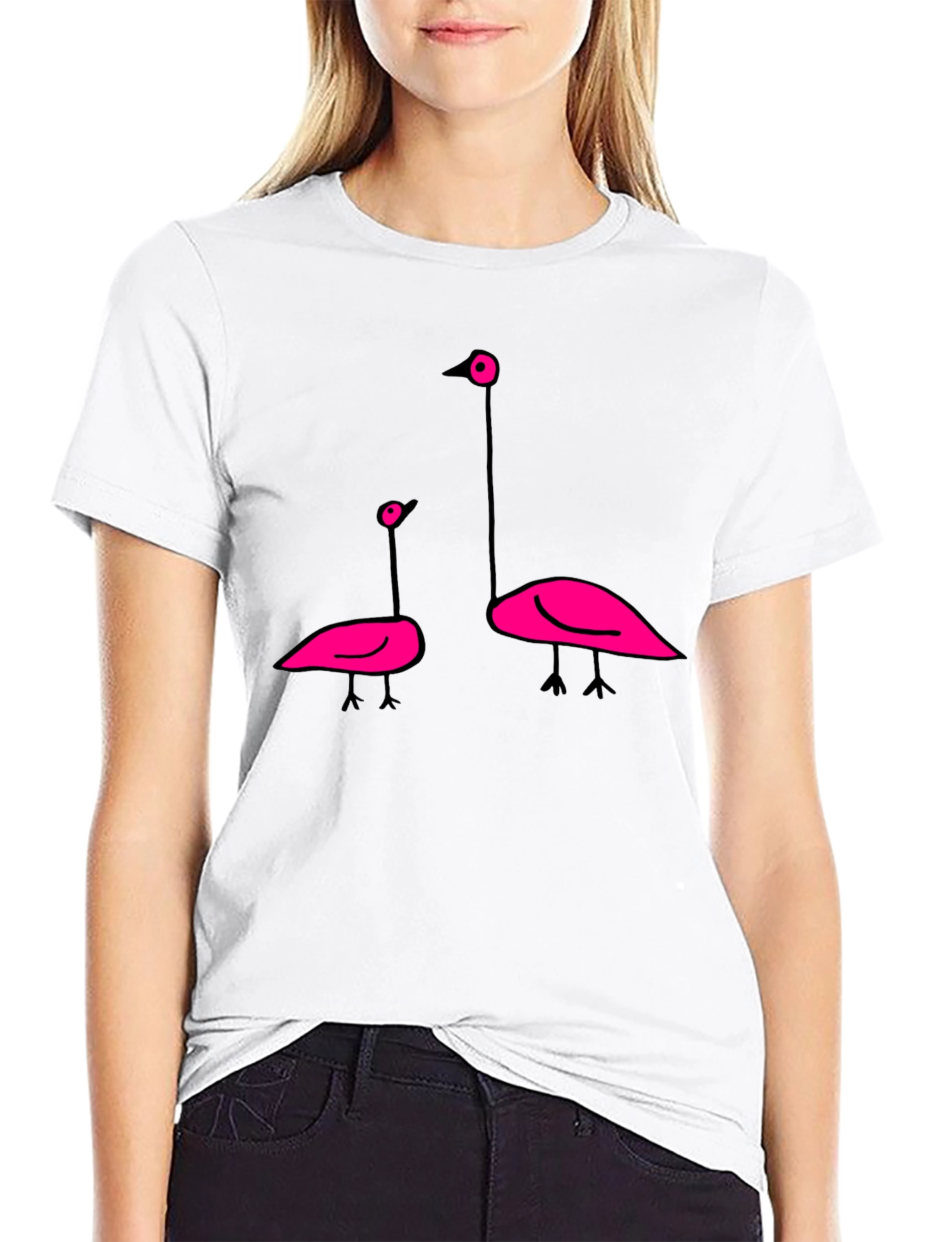 Flamingo Graphic Tee - Black Cotton T-Shirt