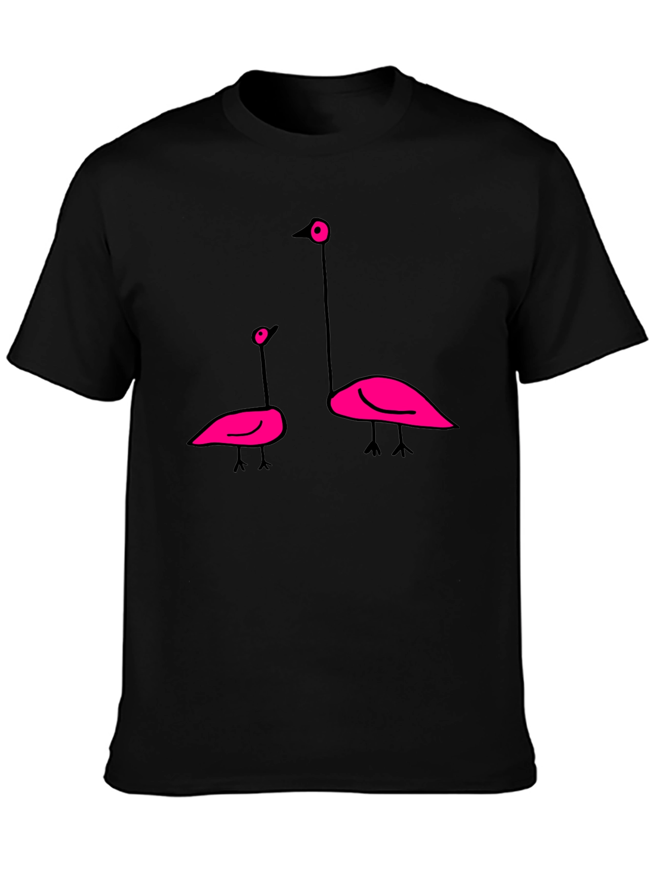 Flamingo Graphic Tee - Black Cotton T-Shirt