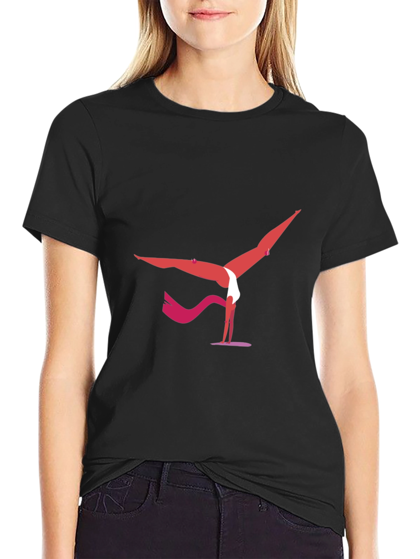 Yoga Pose Graphic Tee - Black Cotton Blend