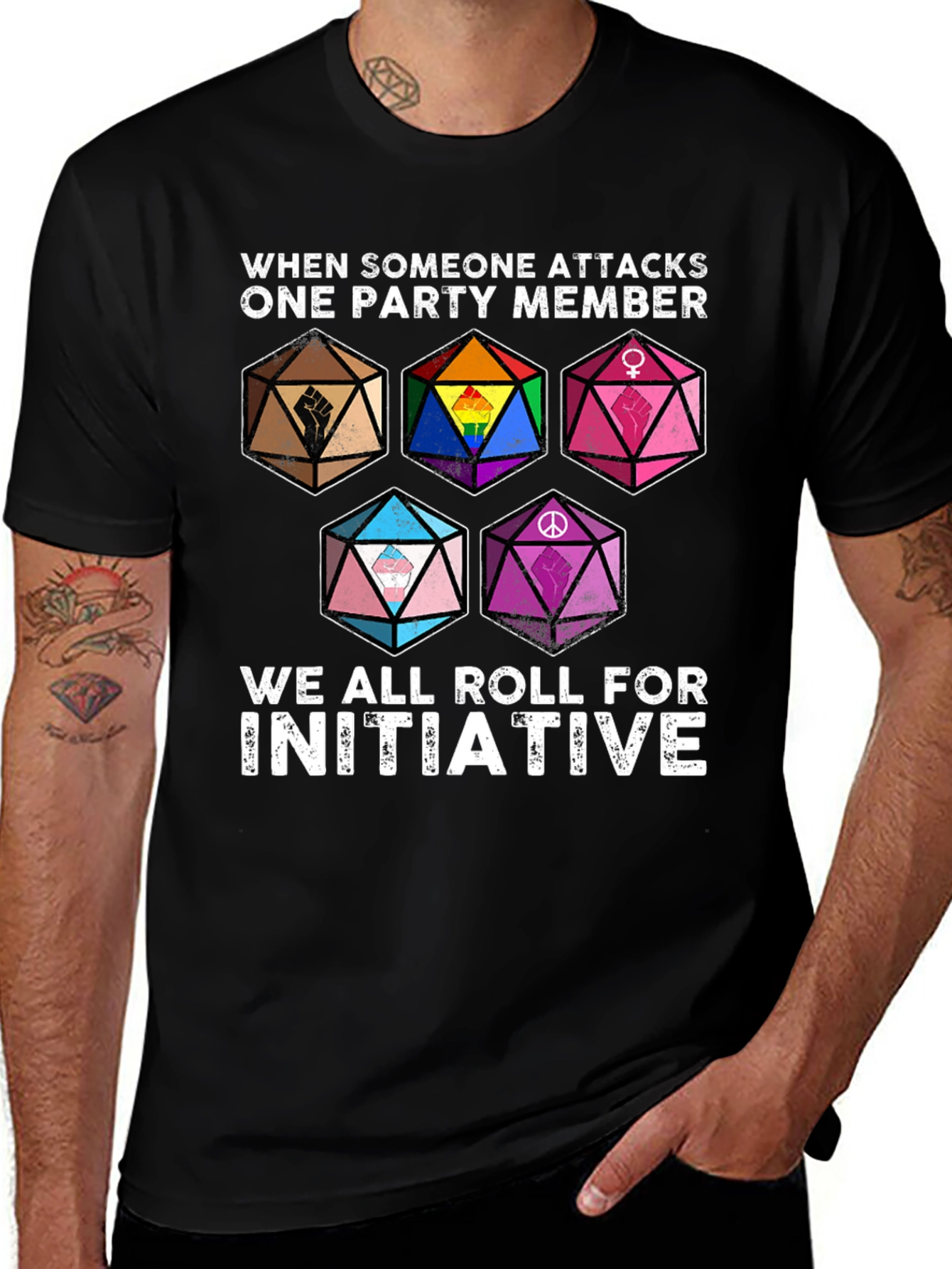 RPG Pride Dice T-Shirt - Roll for Initiative!