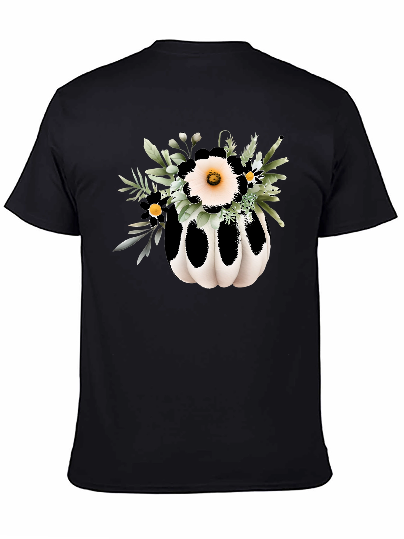 Floral Pumpkin Graphic Tee - Black