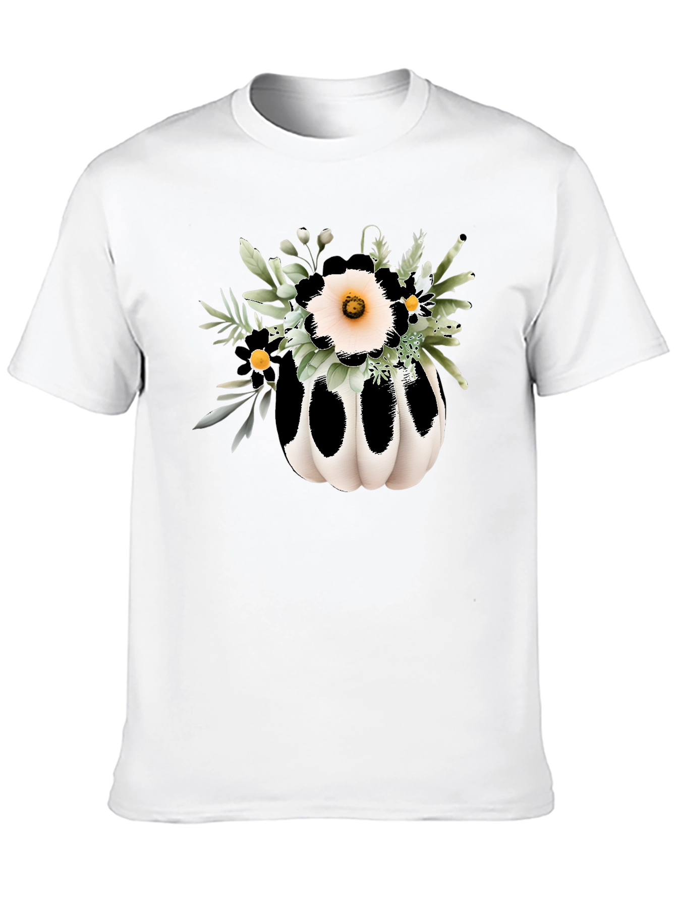 Floral Pumpkin Graphic Tee - Black