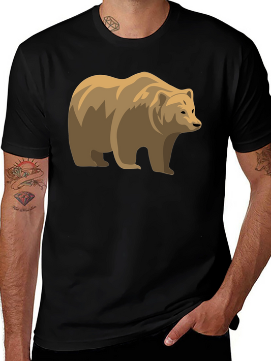 Bear Graphic Black Tee - Stylish Wildlife Shirt