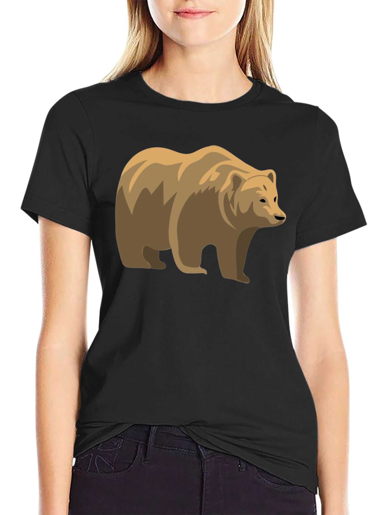 Bear Graphic Black Tee - Stylish Wildlife Shirt