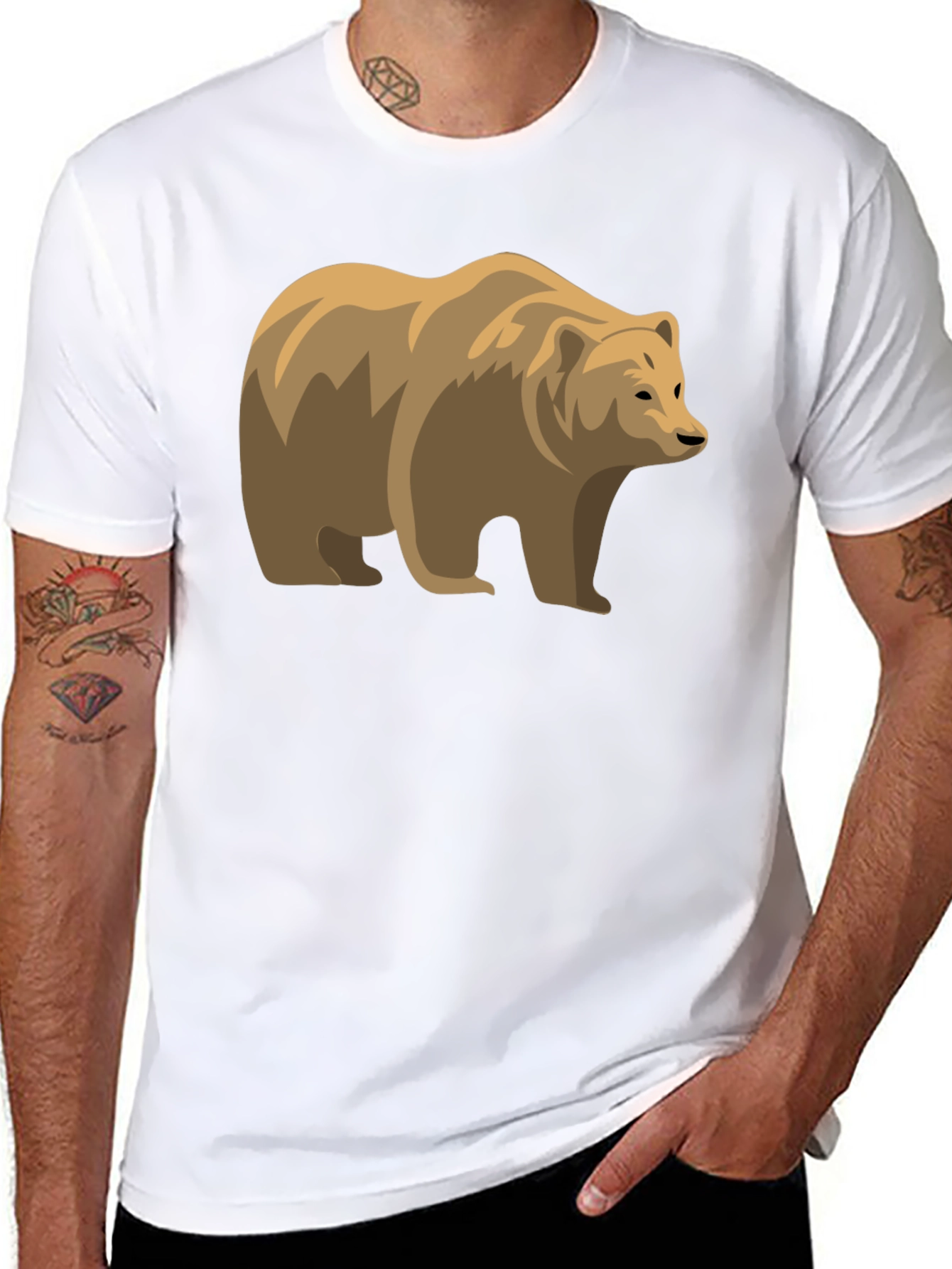 Bear Graphic Black Tee - Stylish Wildlife Shirt