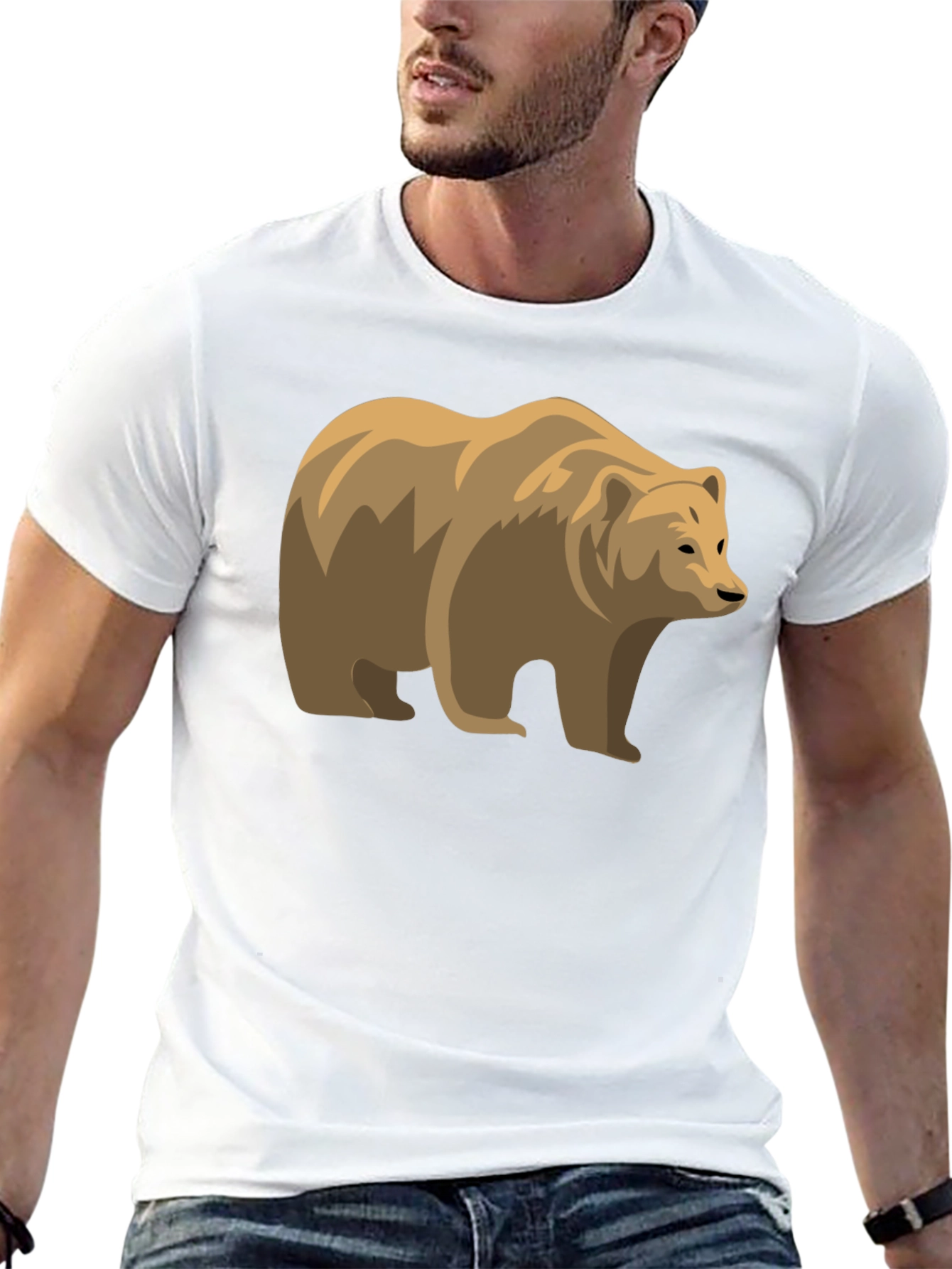 Bear Graphic Black Tee - Stylish Wildlife Shirt