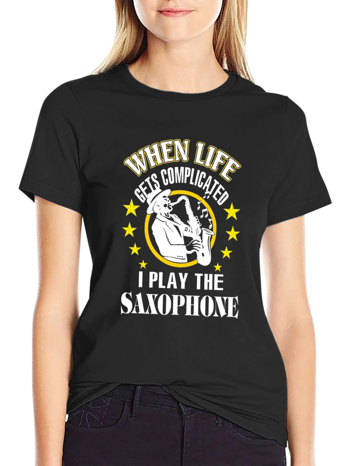 Saxophone Player Graphic T-Shirt Black