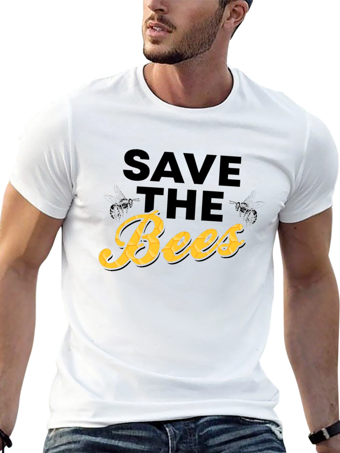 Save the Bees T-Shirt - Black Cotton Graphic Tee