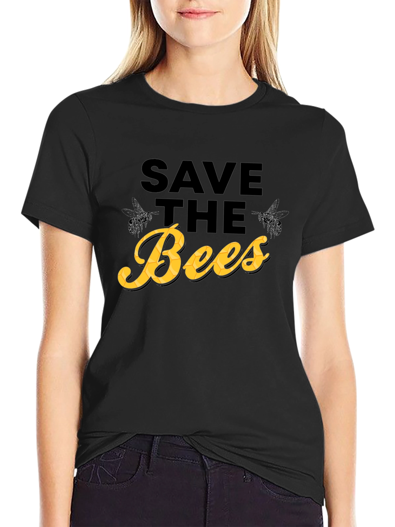 Save the Bees T-Shirt - Black Cotton Graphic Tee
