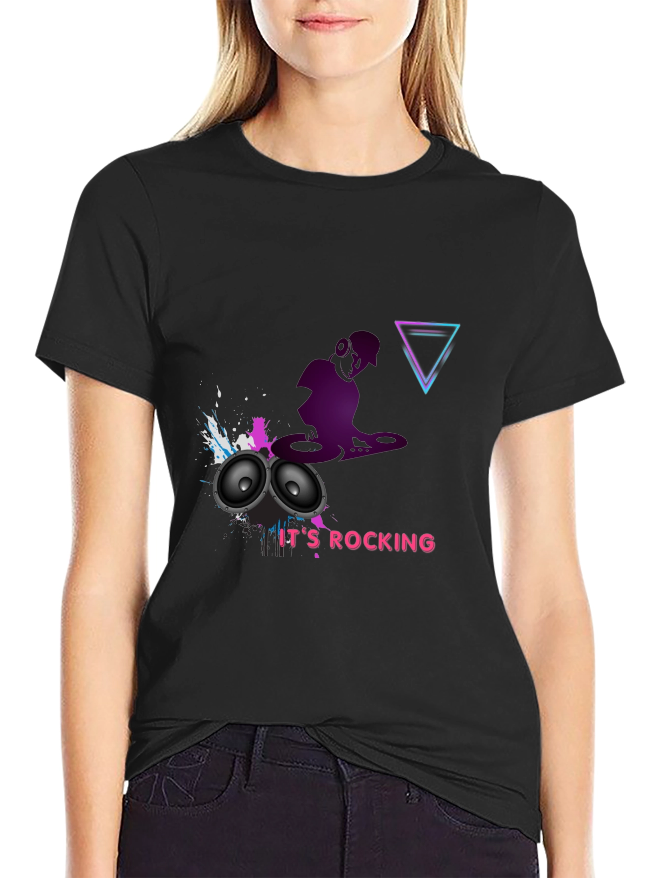 DJ Rocking Black Graphic Tee
